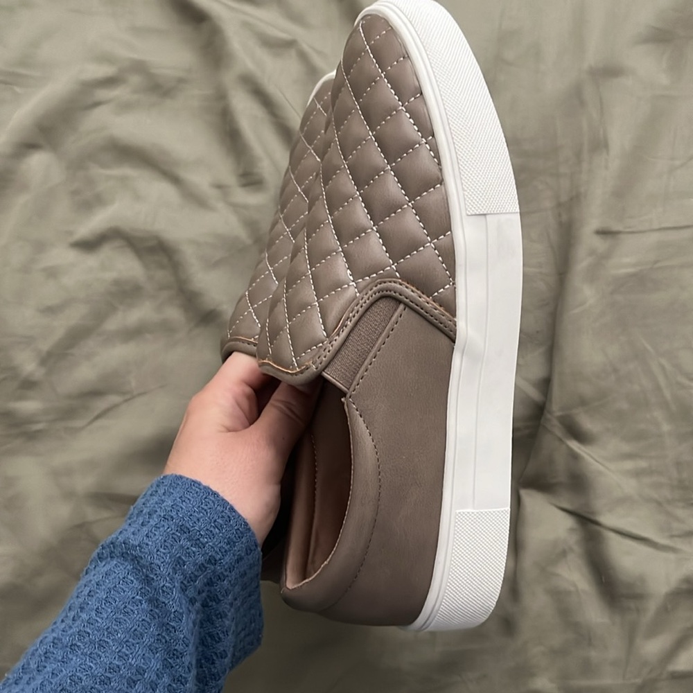 Brown Quilted Slip Ons - Picture 3 of 5
